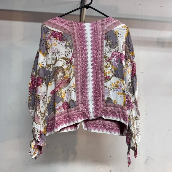 Free People Lola Floral Kimono Crop Catch Me If You Can  Mixed Print Size Medium - Picture 3 of 6